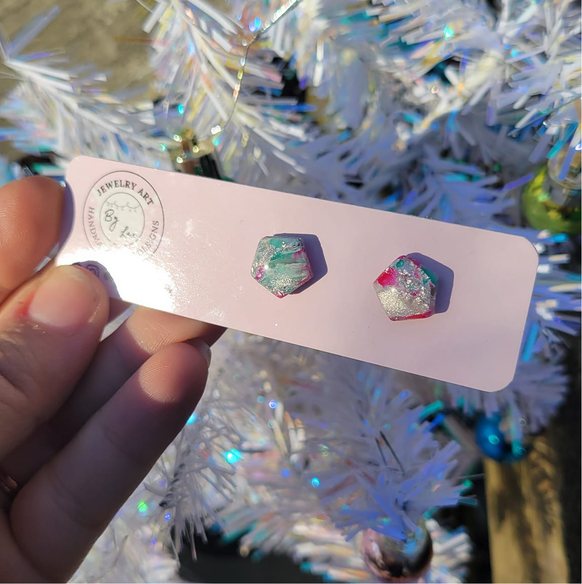 Christmas Swirl Pent Studs