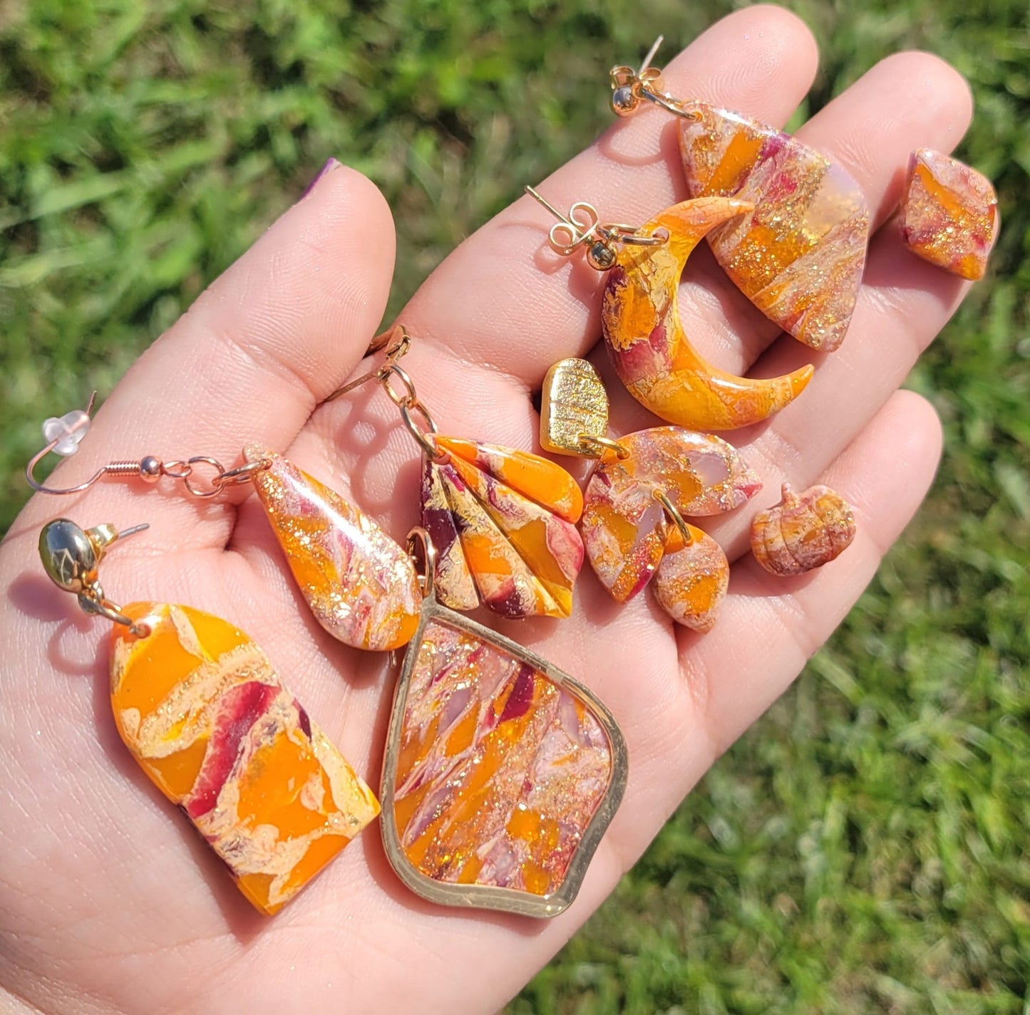 Autumn Marble Window Dangles