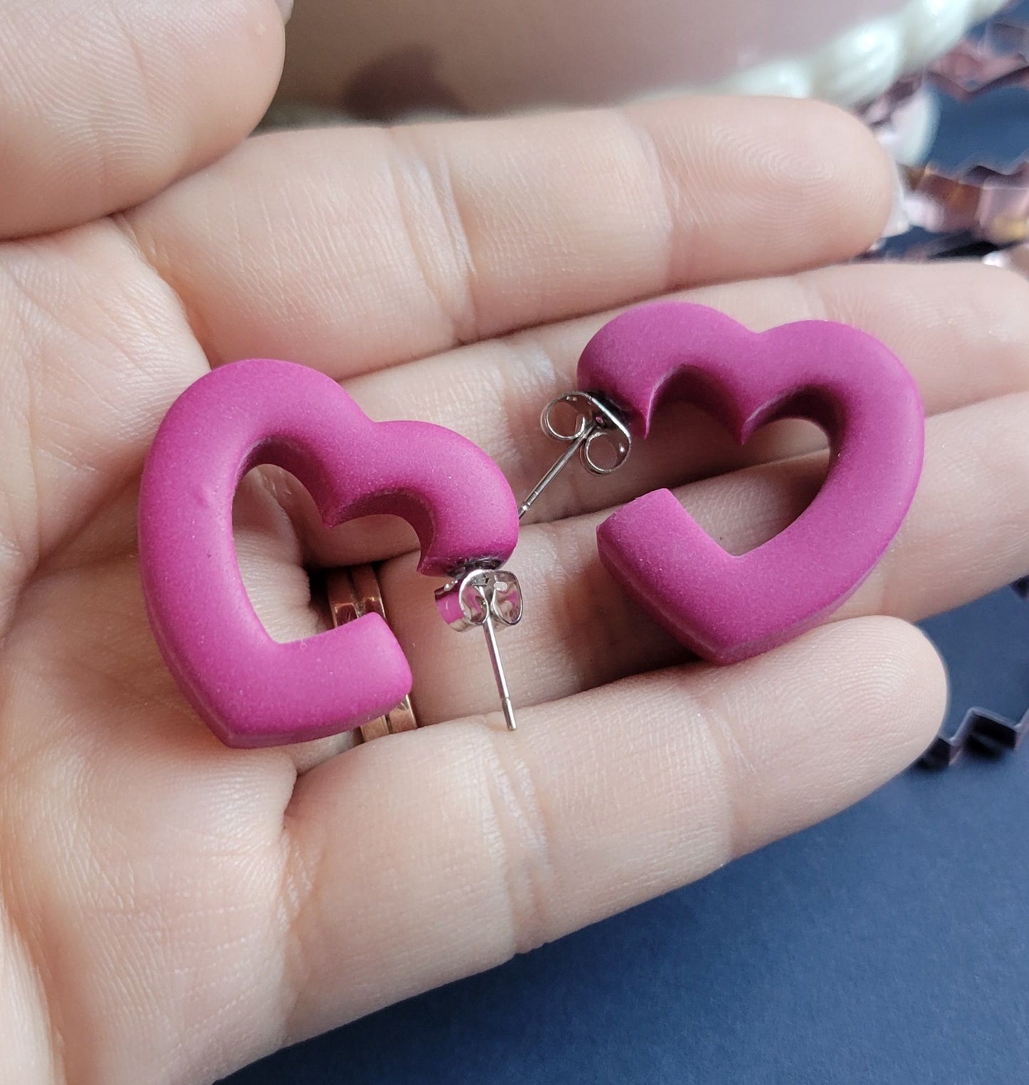 Magenta Heart Hoops