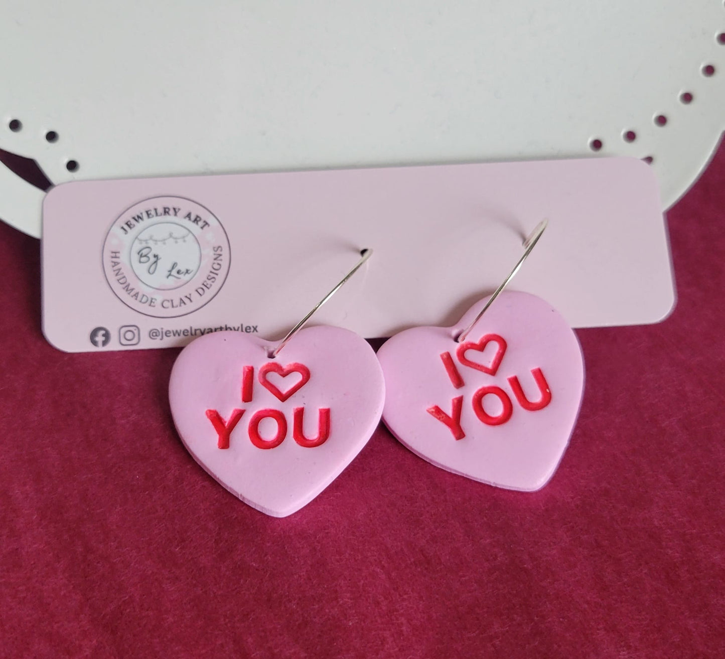 Pink Conversation Heart Hoops