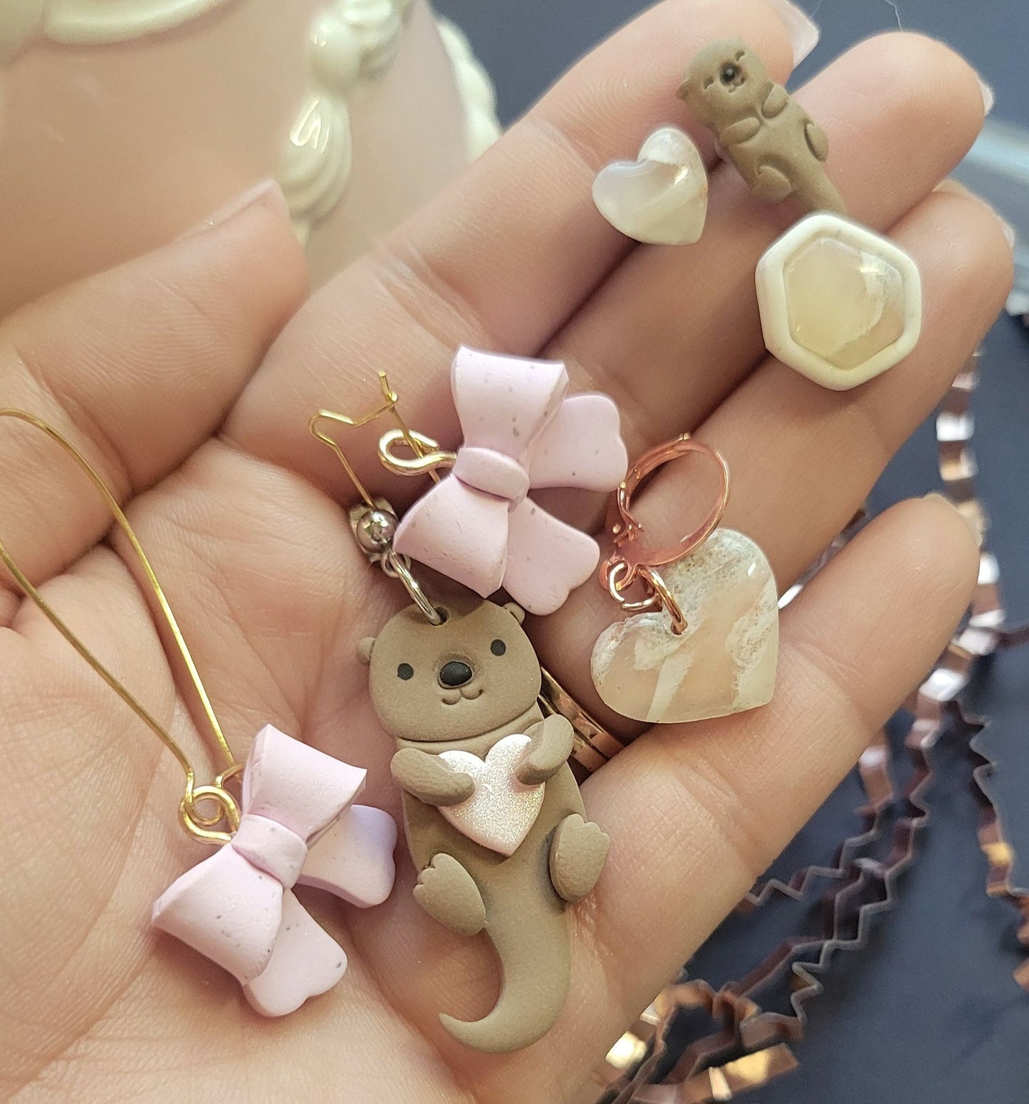 3D Pink Bow Long Dangles