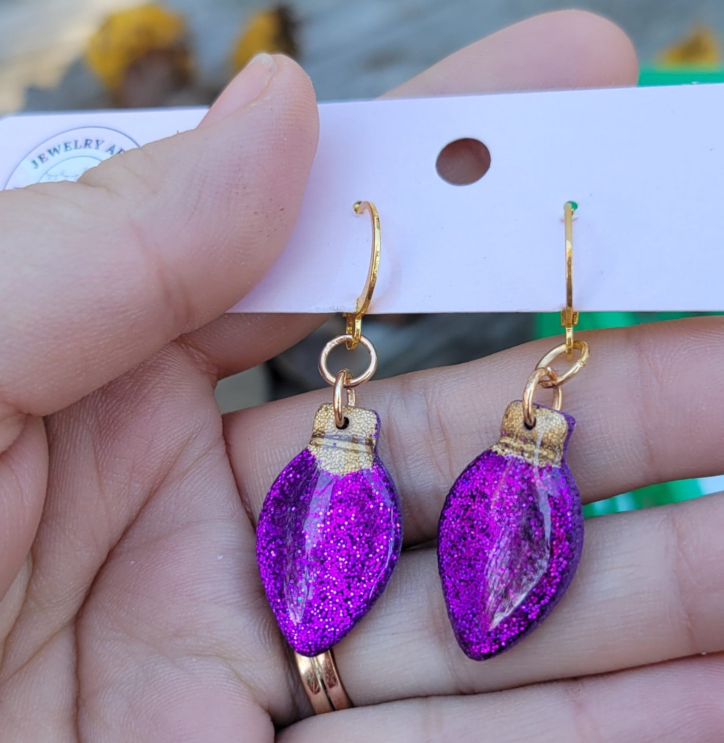 Purple Glitter Lightbulb Dangles