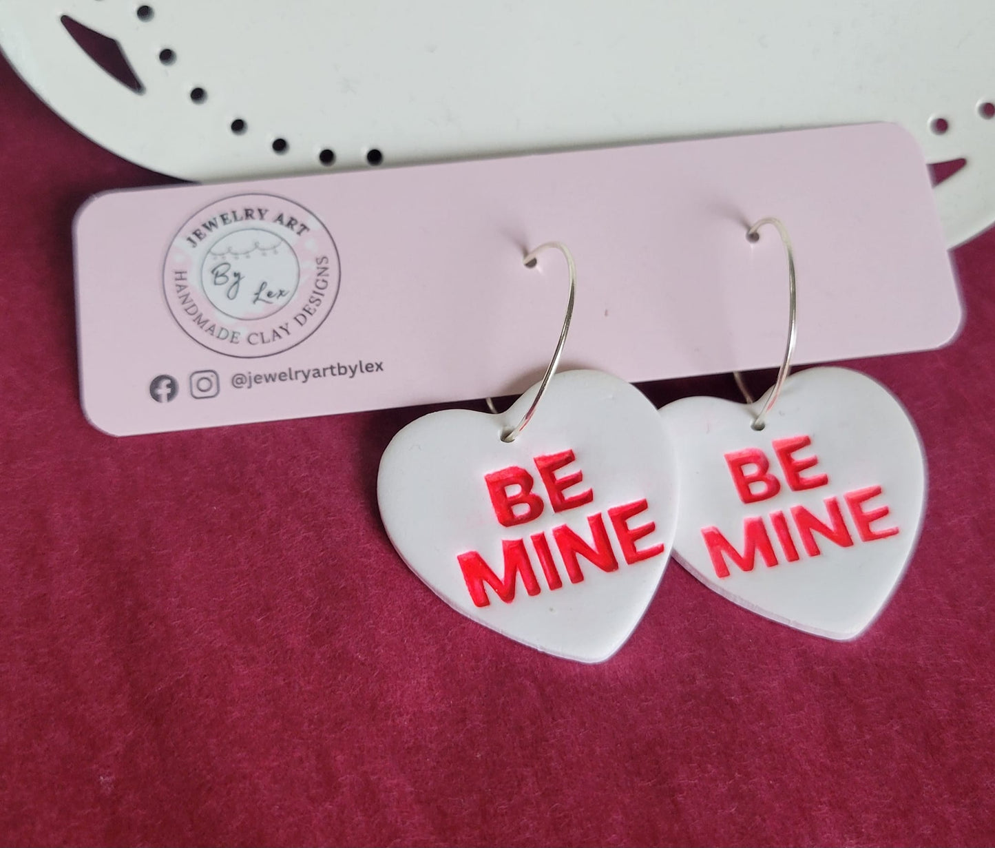 White Conversation Heart Hoops