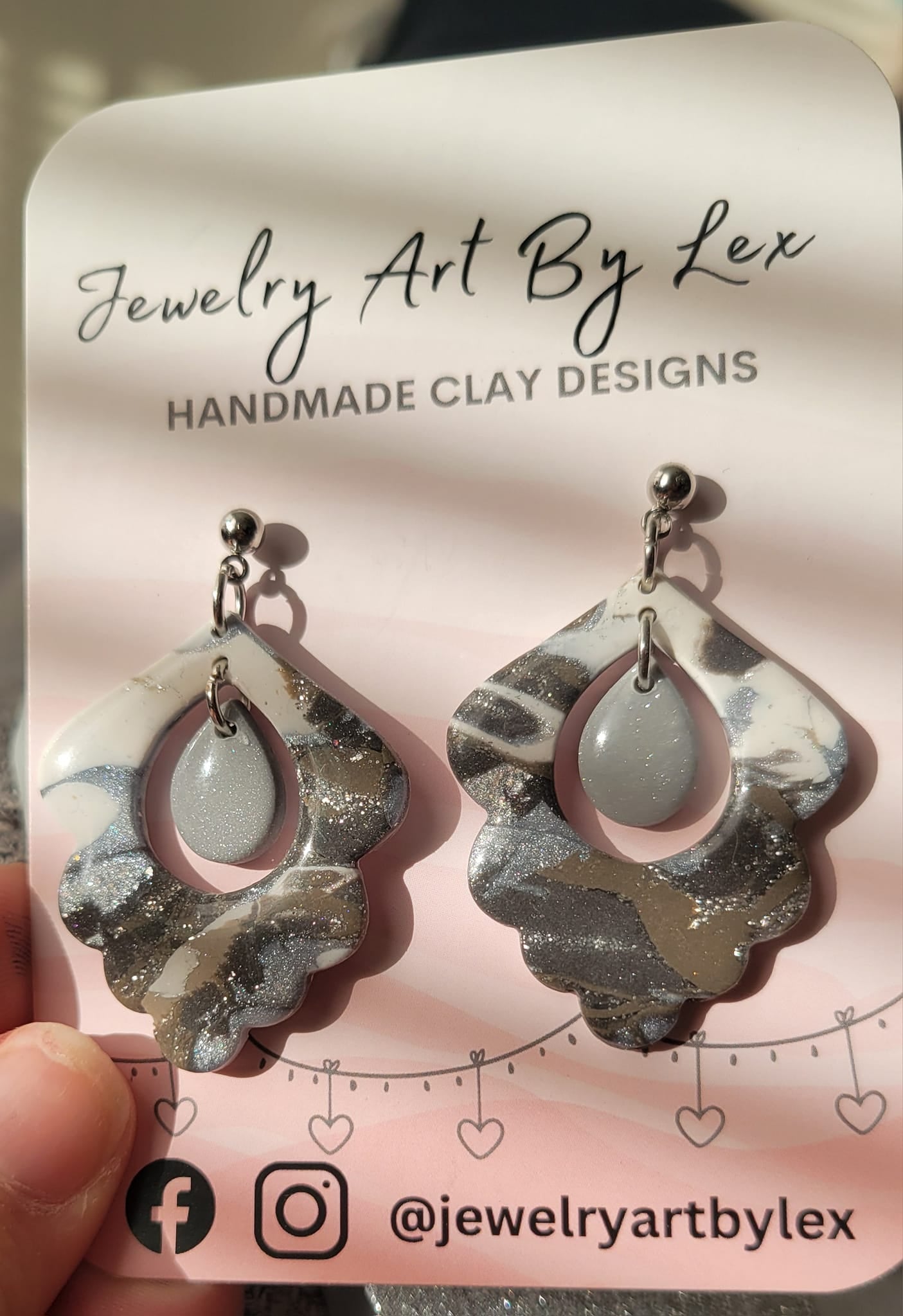 Concrete Swirl Scalloped Dangles