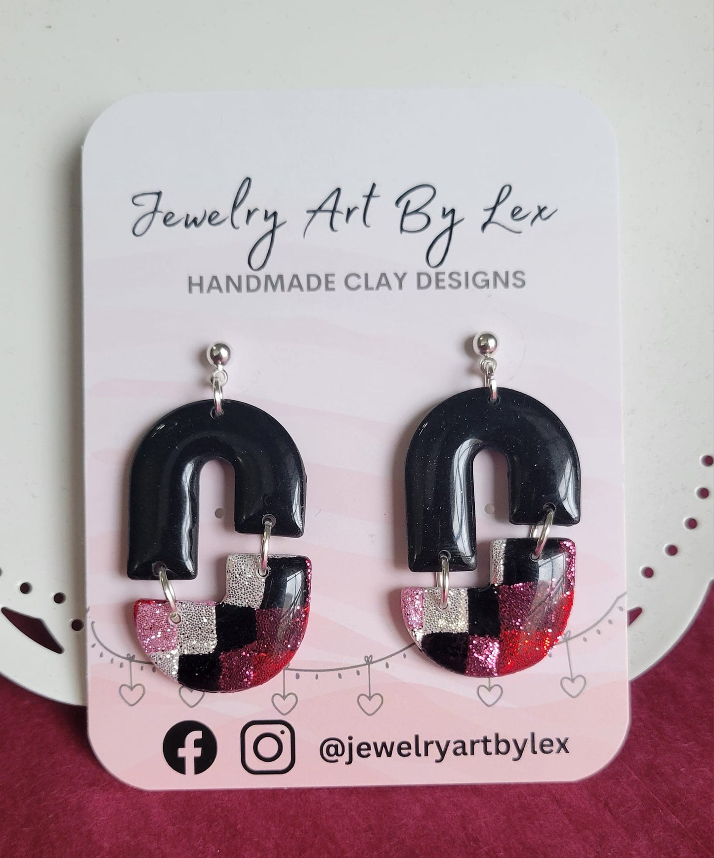 VDay Checkered Link Dangles