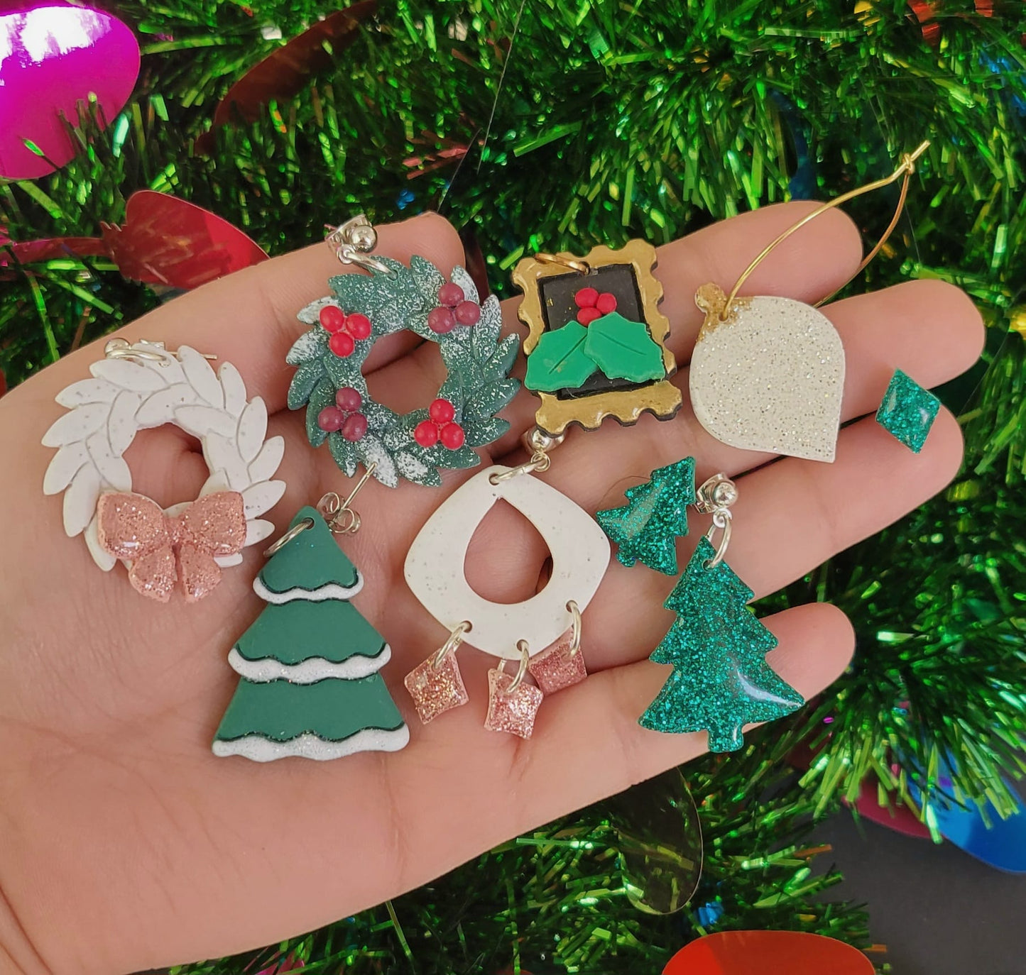 Evergreen Glitter Tree Dangles