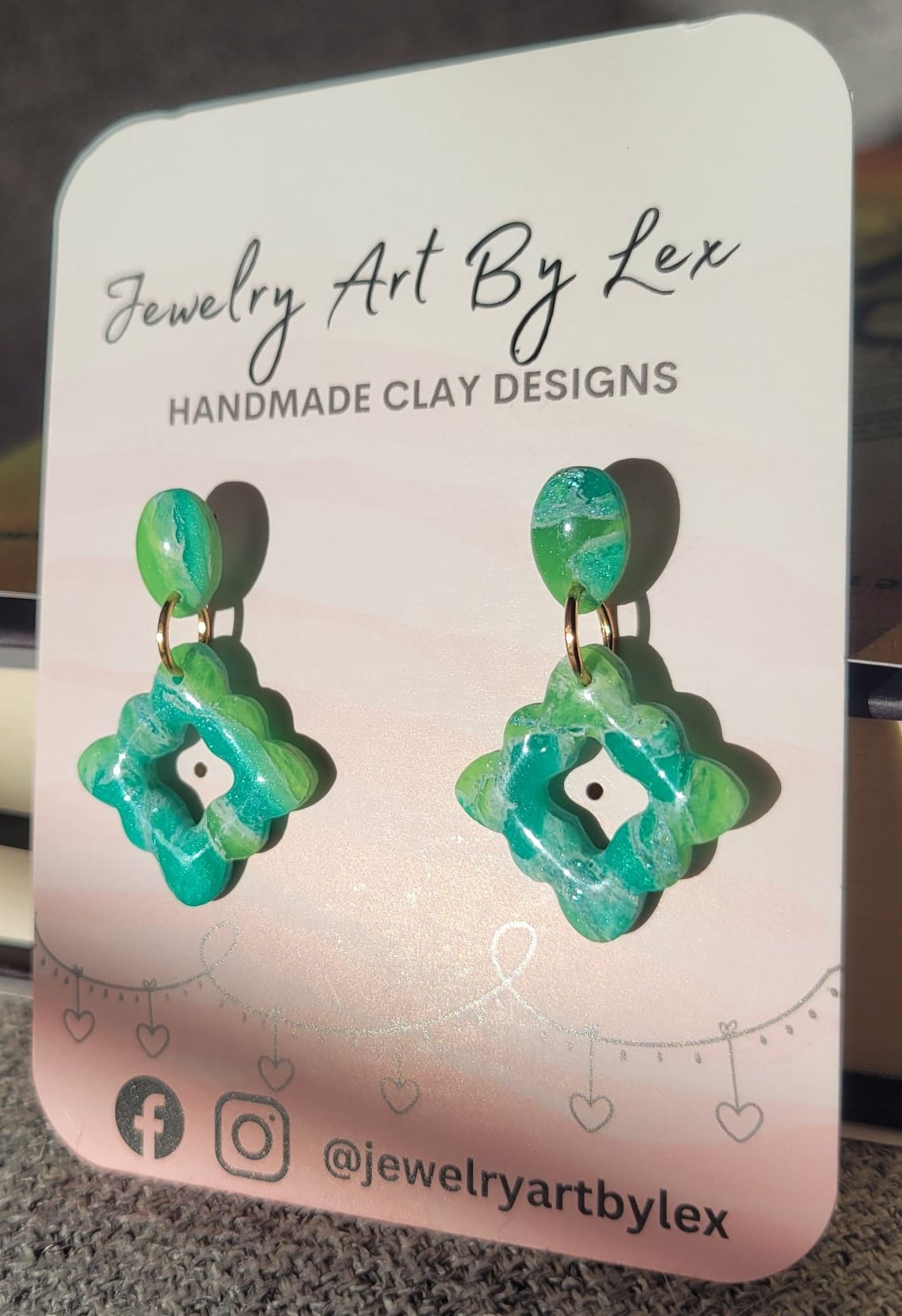 Spring Green Marble Diamond Dangles