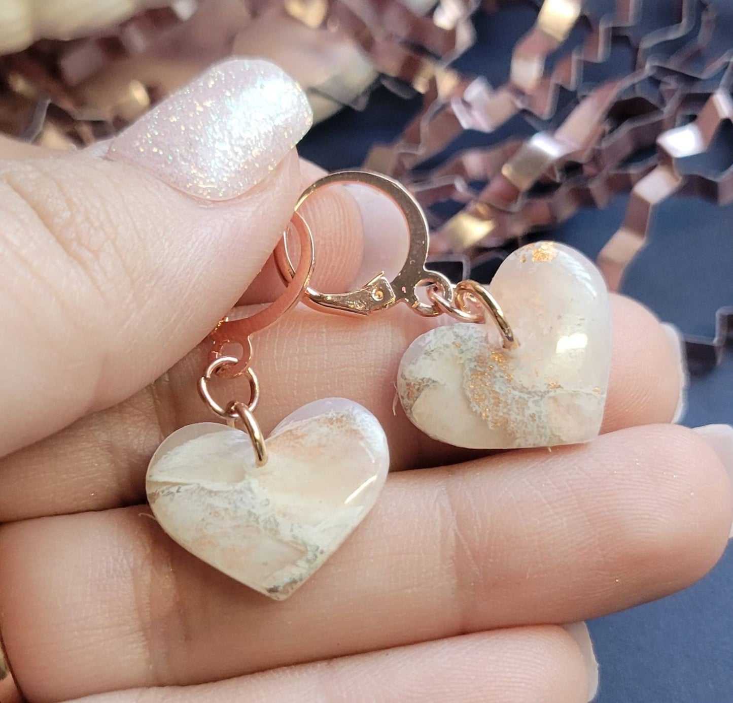 Ivory Quartz Heart Huggies