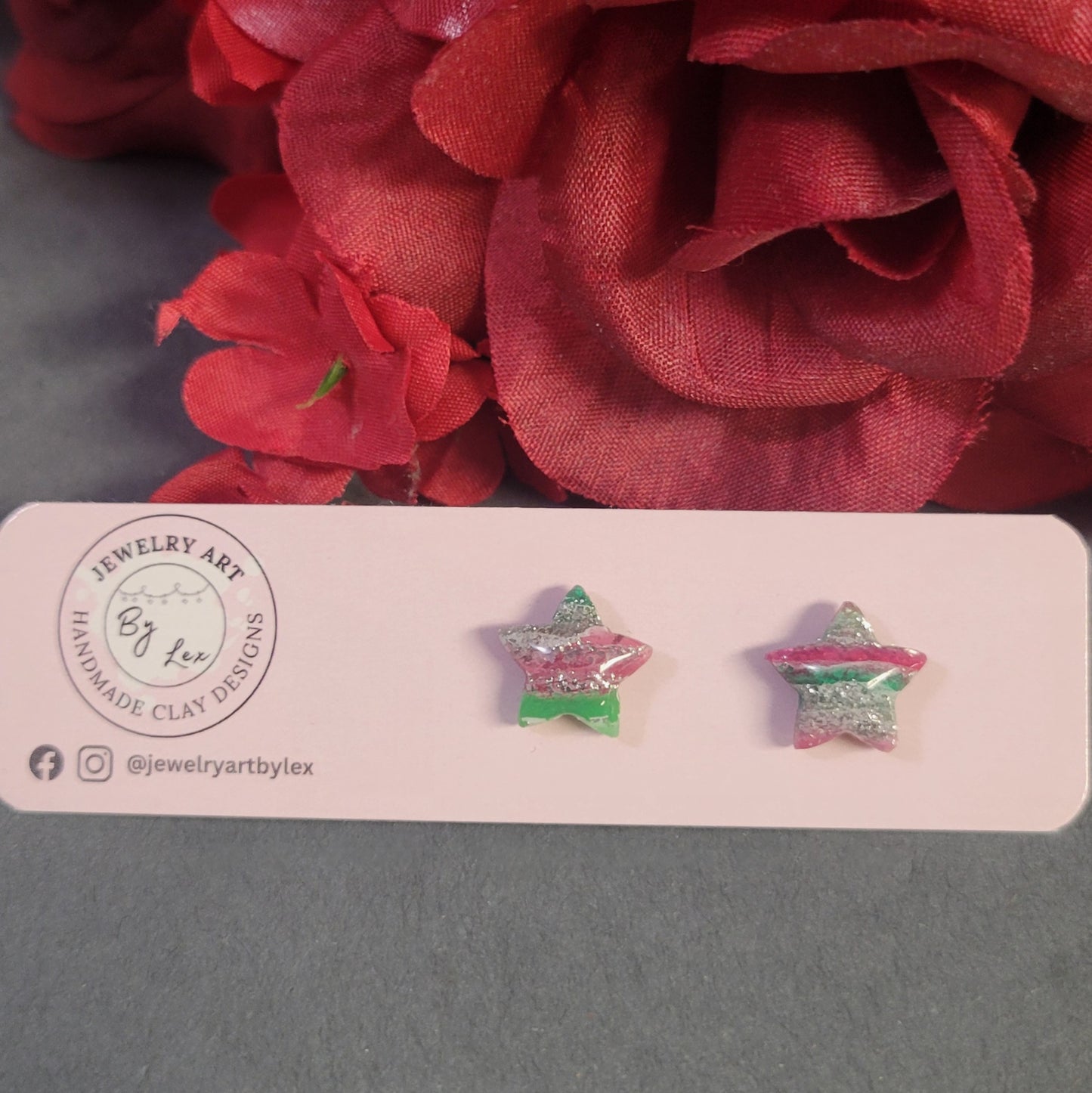 Christmas Agate Star Studs