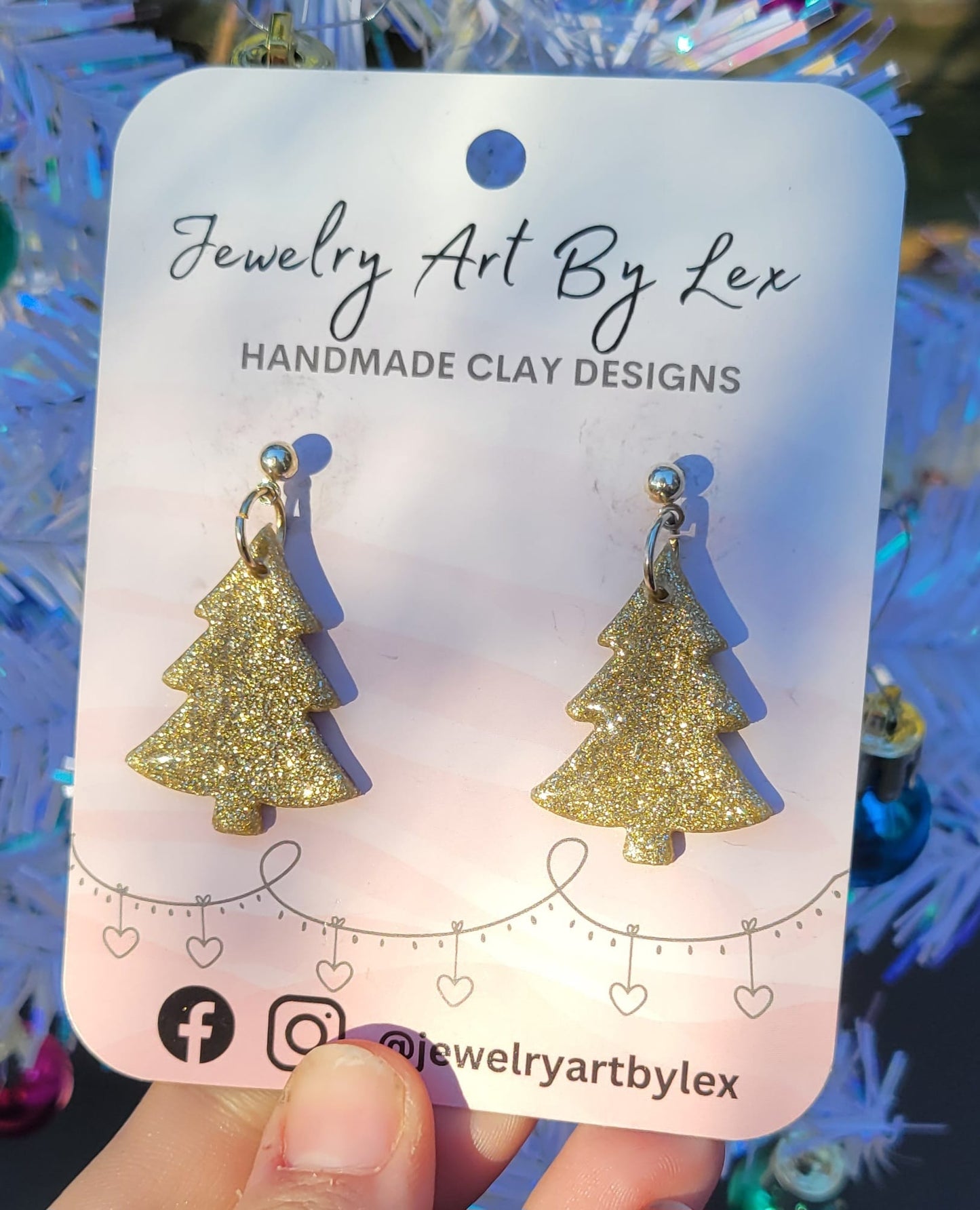 Gold Glitter Tree Dangles