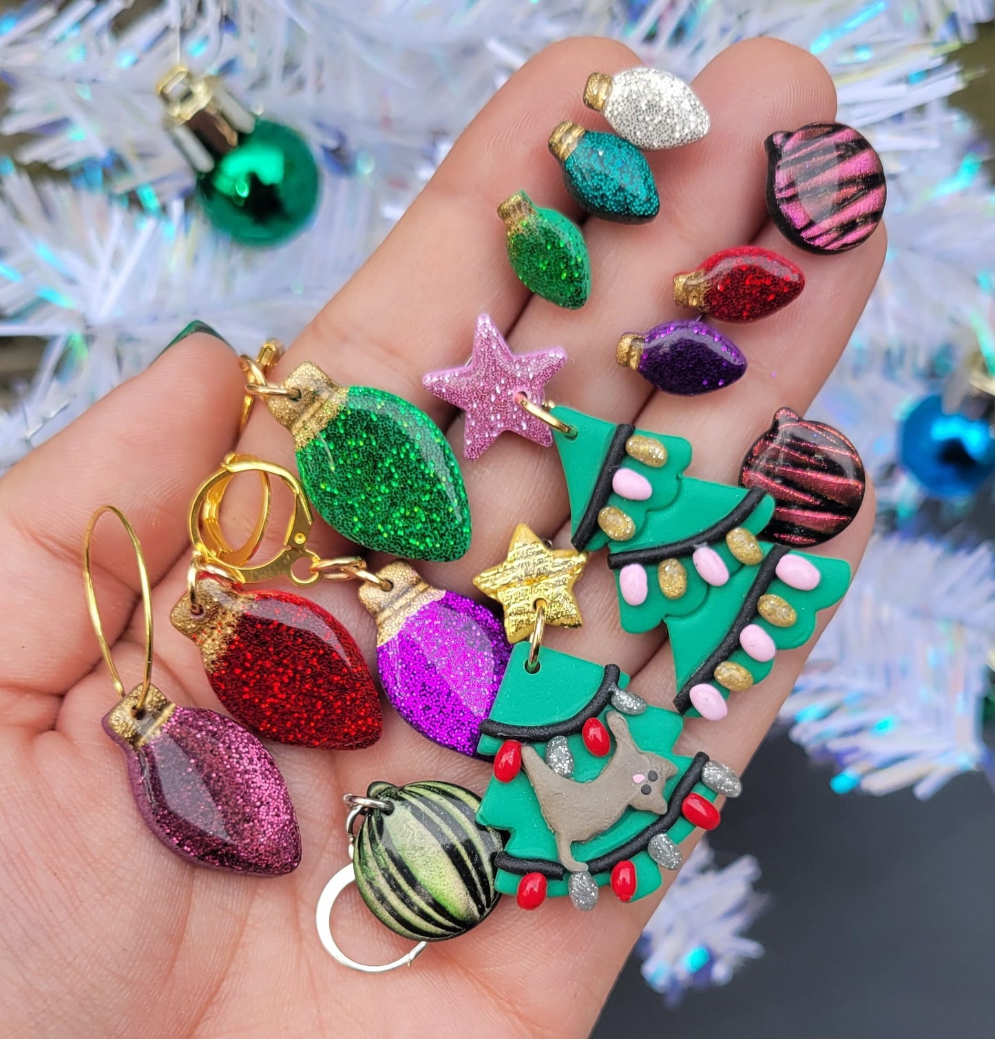 Wine Glitter Lightbulb Hoops