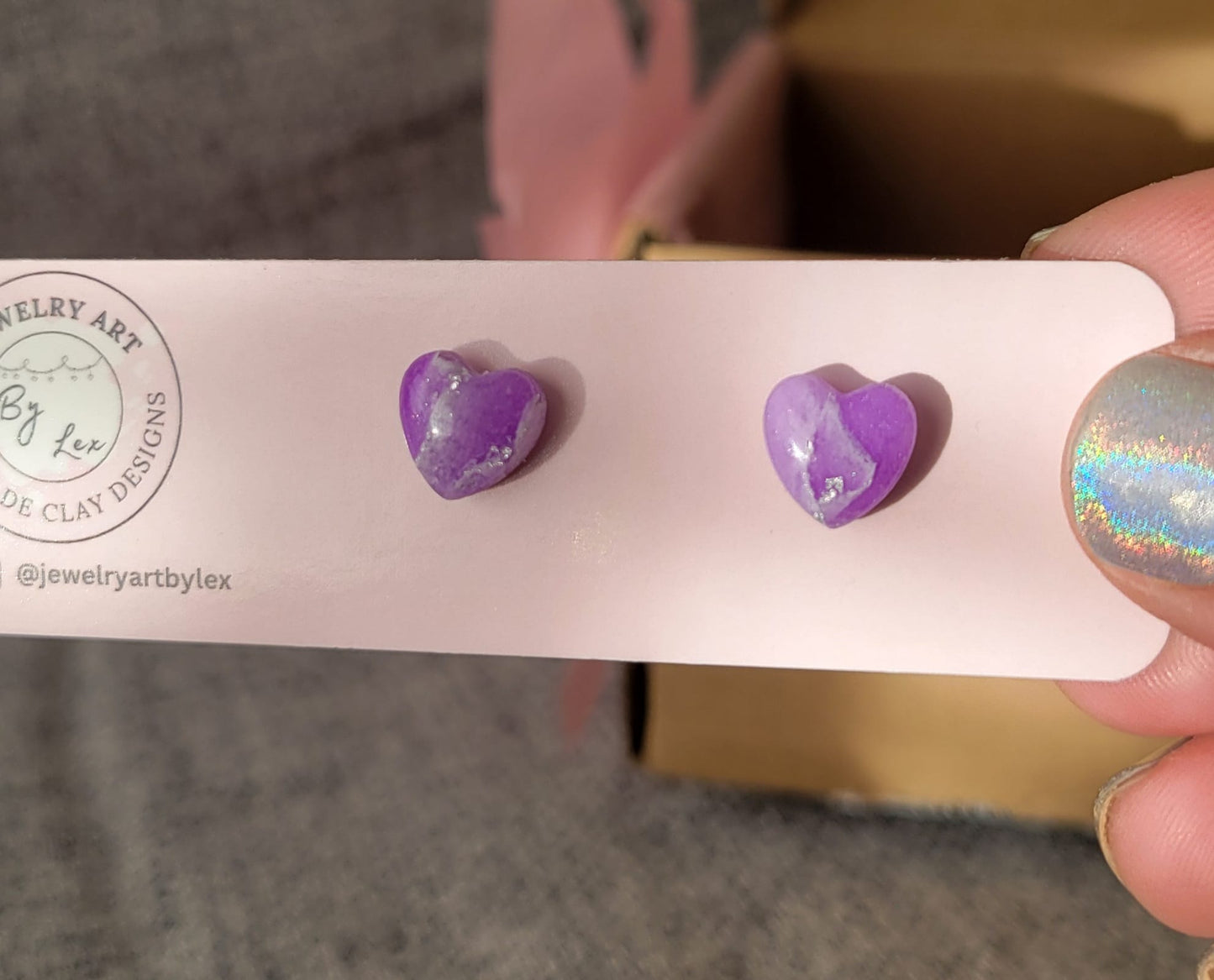 Amethyst Heart Studs