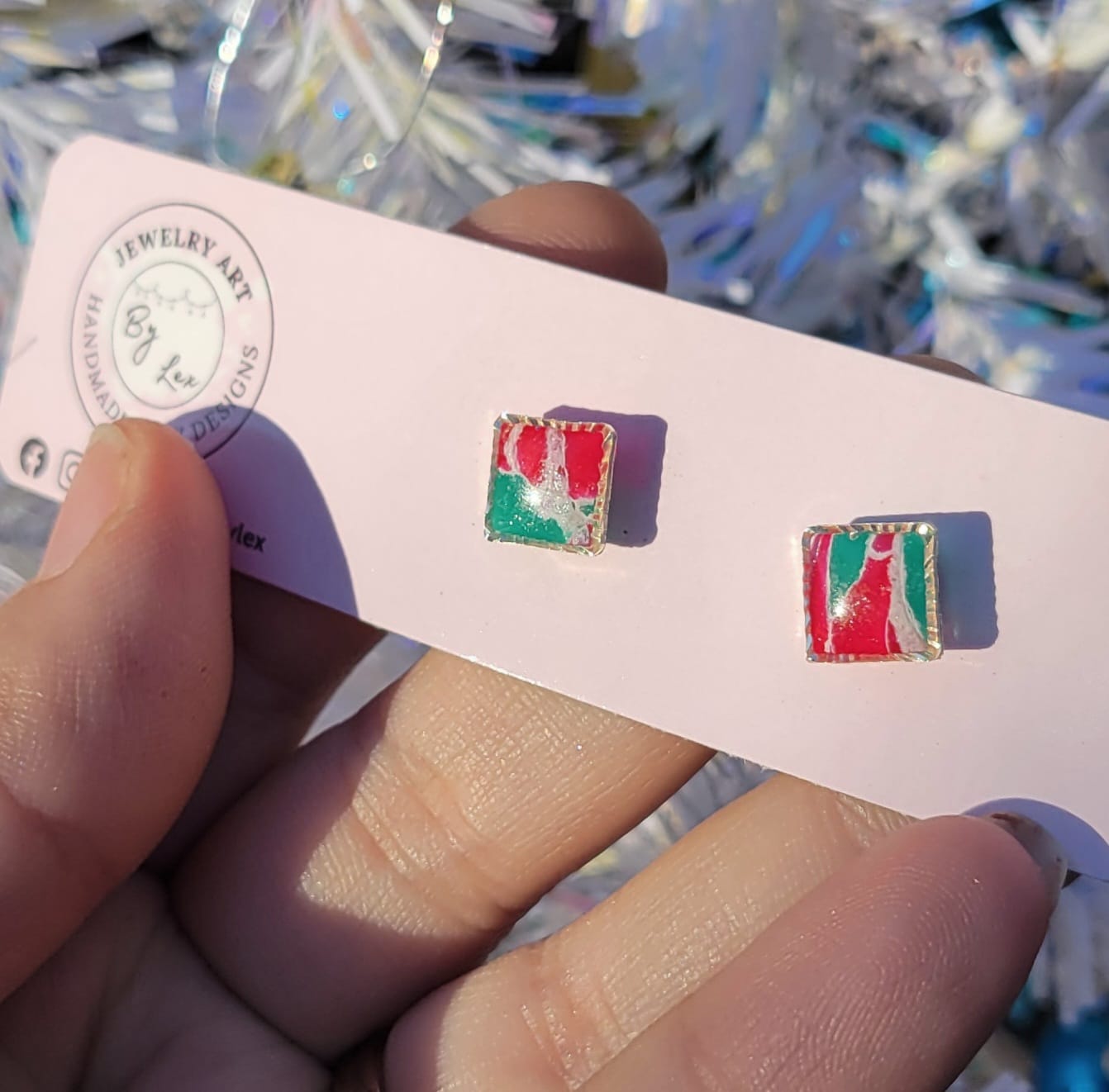 Red/Green Marble Framed Studs
