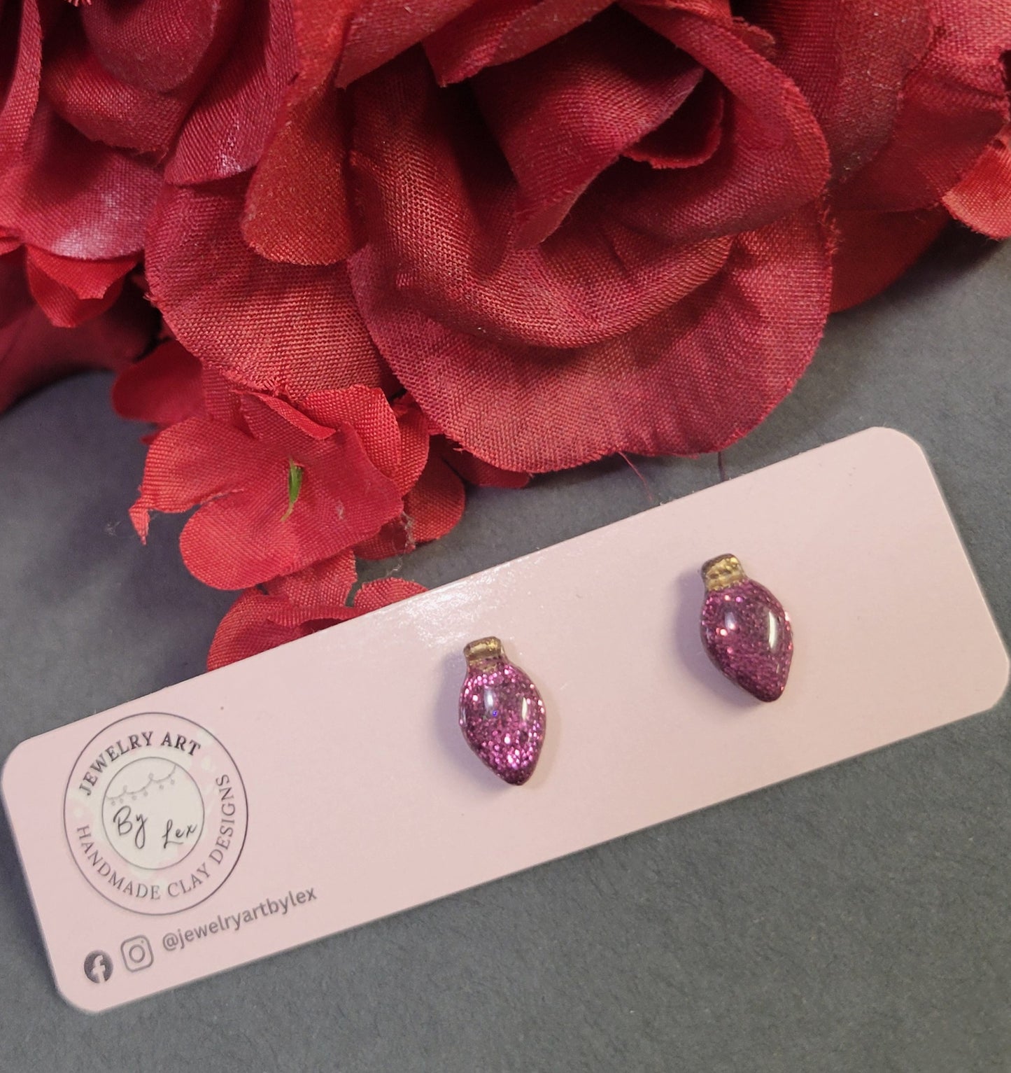 Wine Glitter Lightbulb Studs