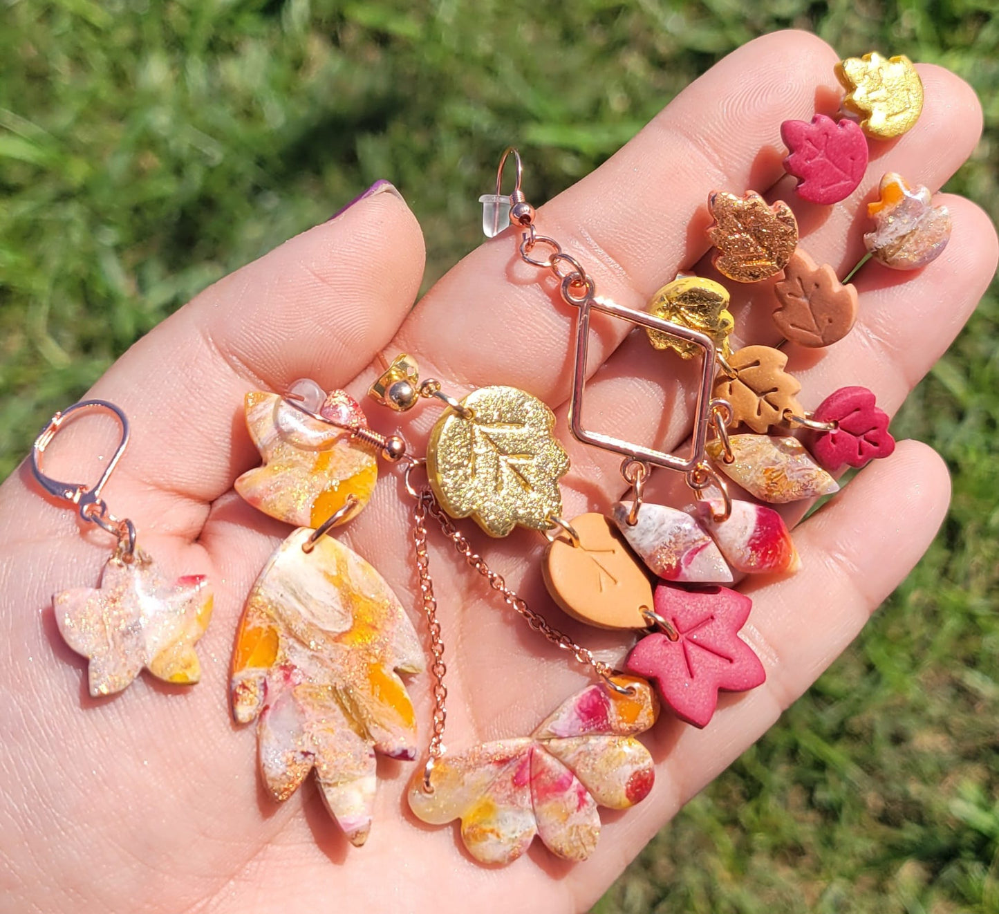 Autumn Swirl Leaf Studs