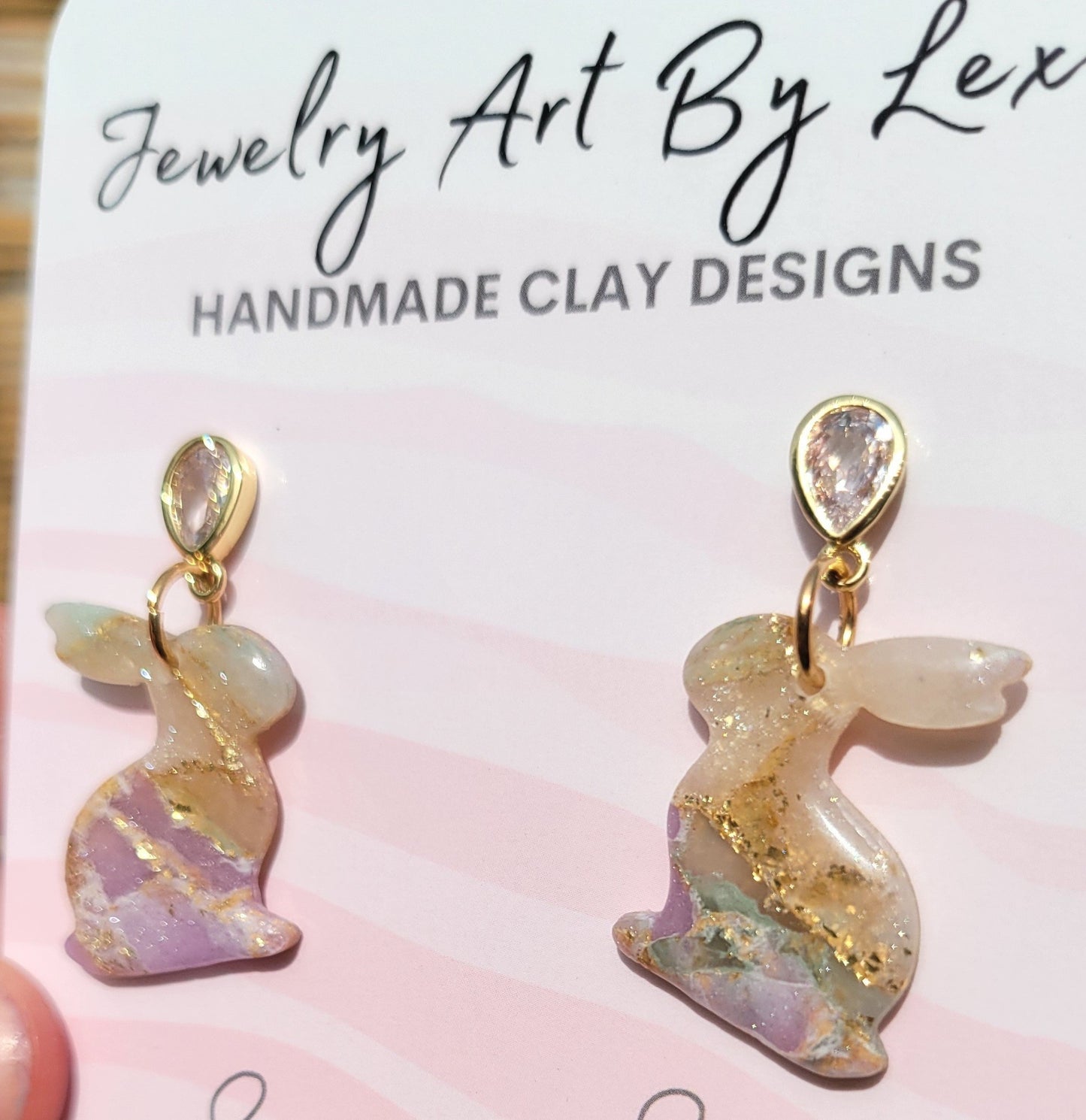 Lilac/Sage Marbled Bunny Dangles