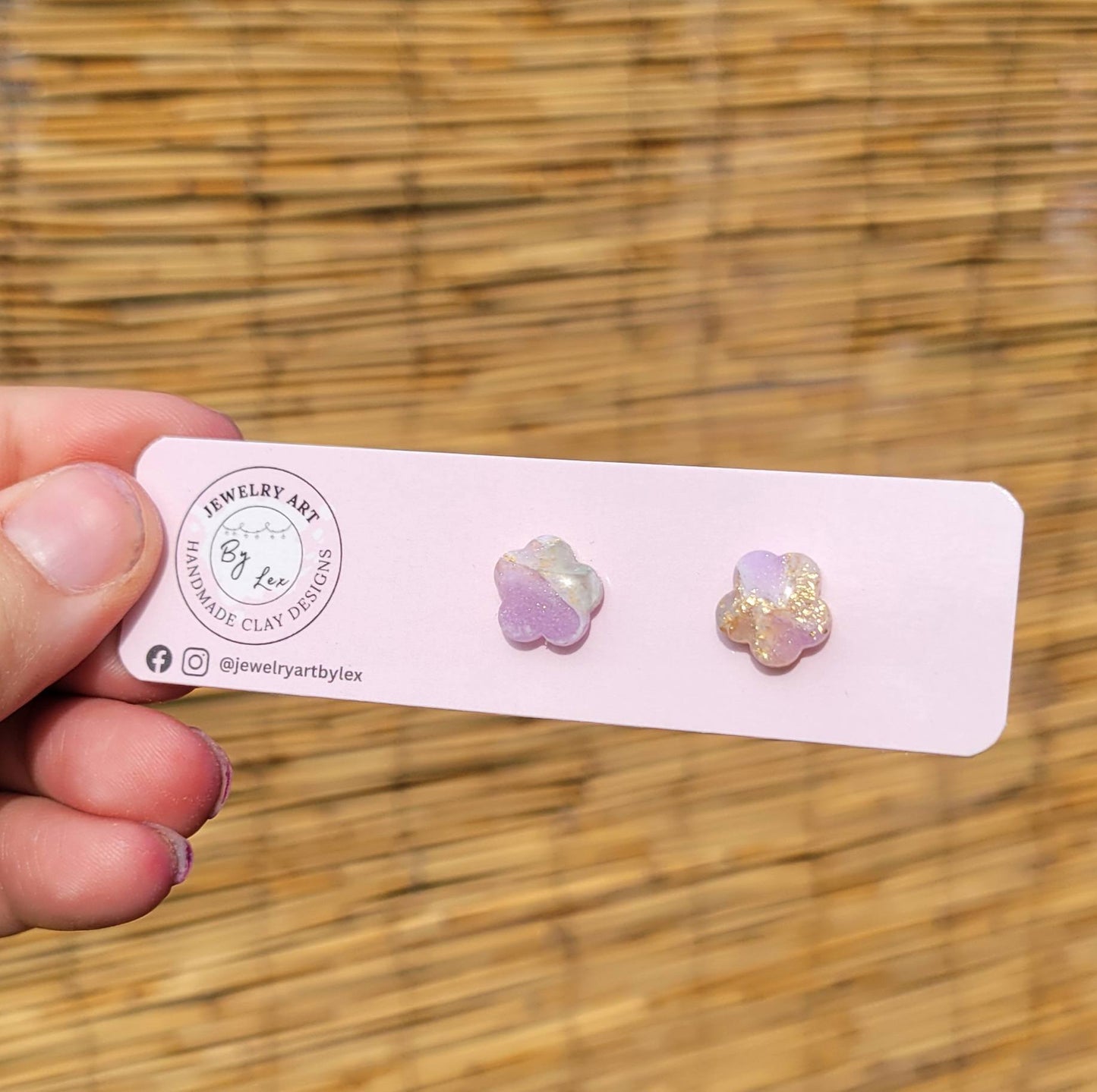 Lilac/Sage Marbled Flower Studs
