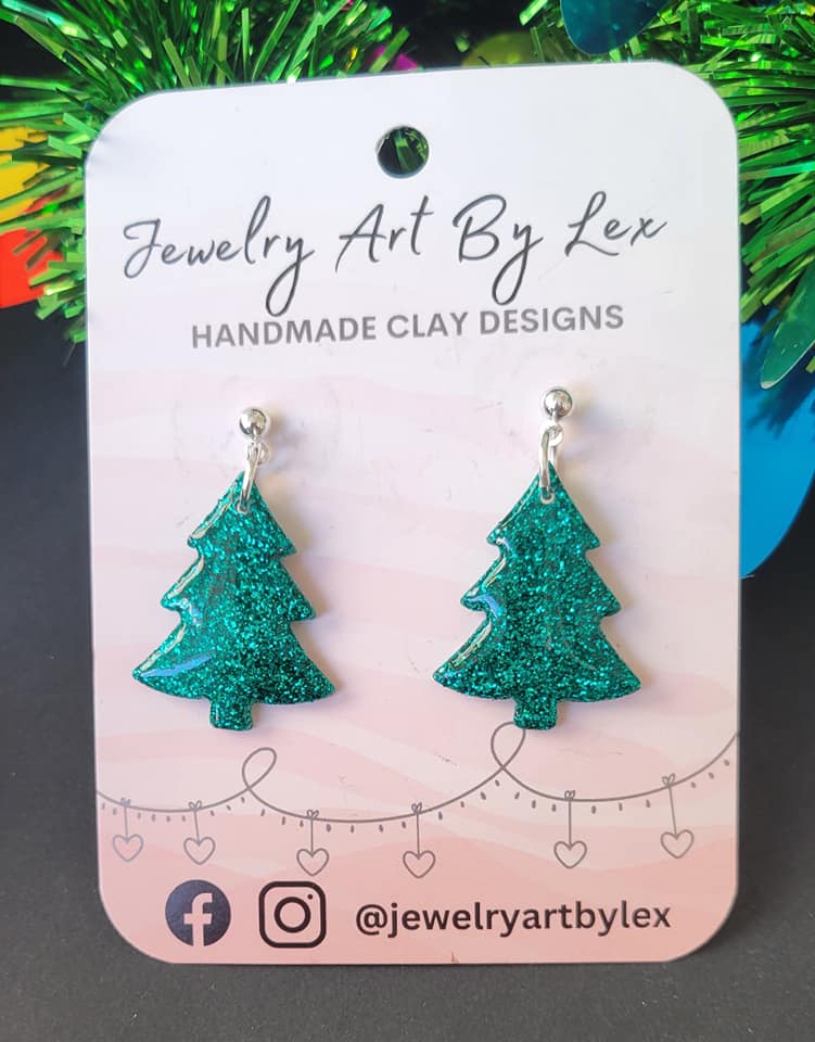 Evergreen Glitter Tree Dangles