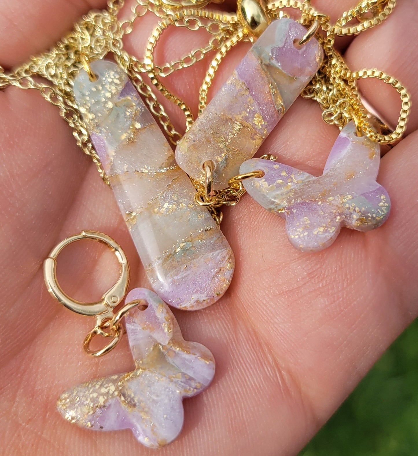Lilac/Sage Marbled Bracelet