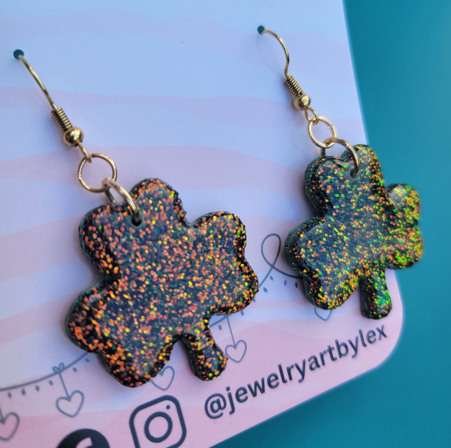 Irish Glitter Clover Hoops