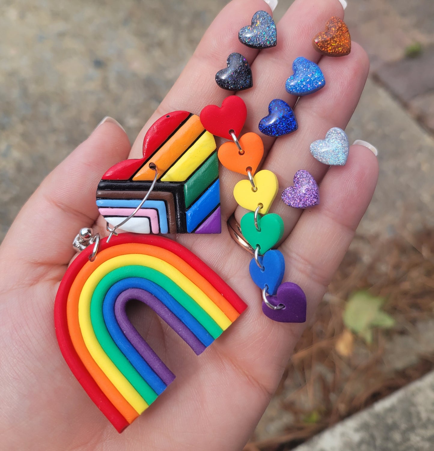 Black Holo Mini Heart Studs