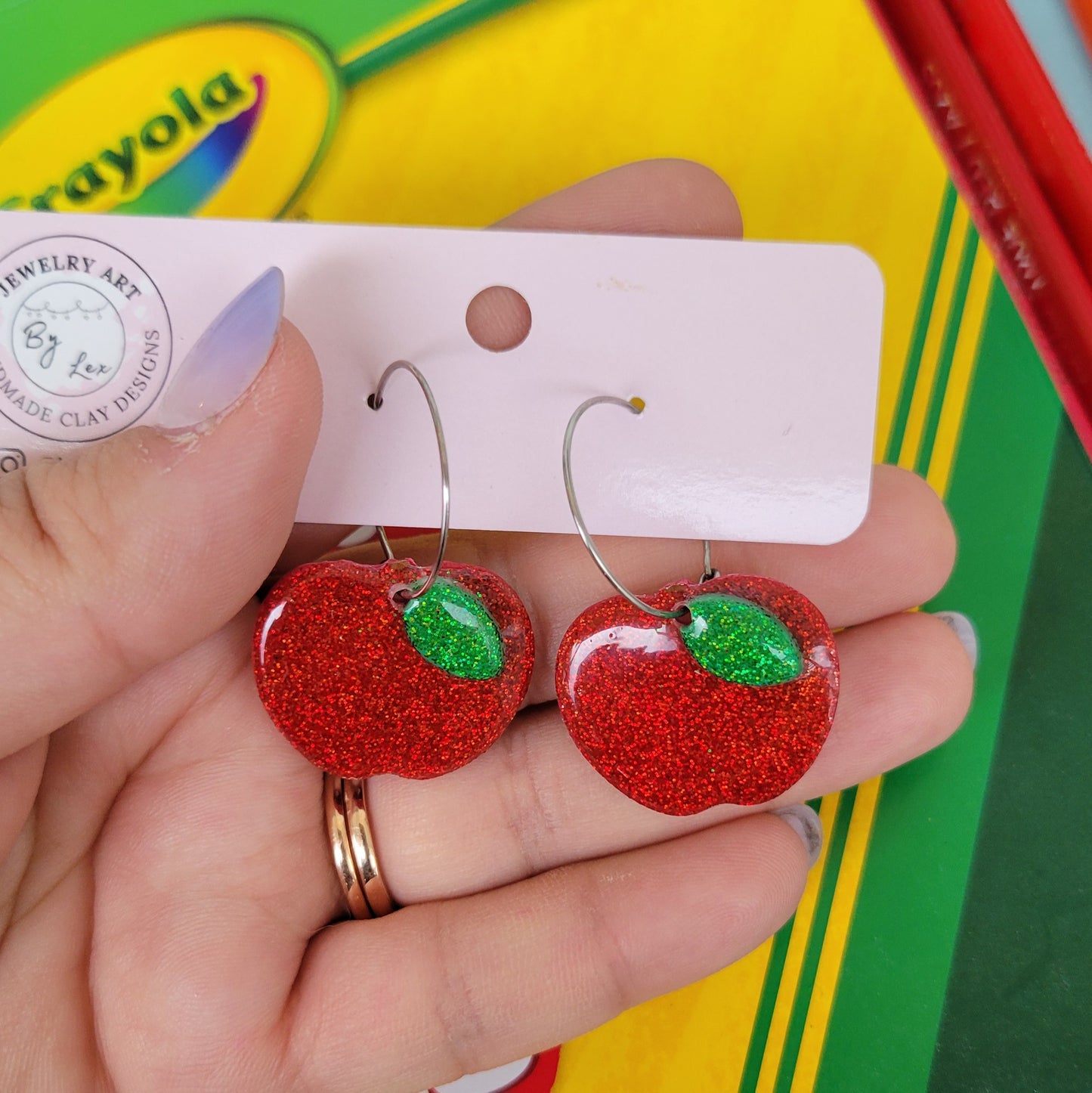 Glitter Apple Hoops