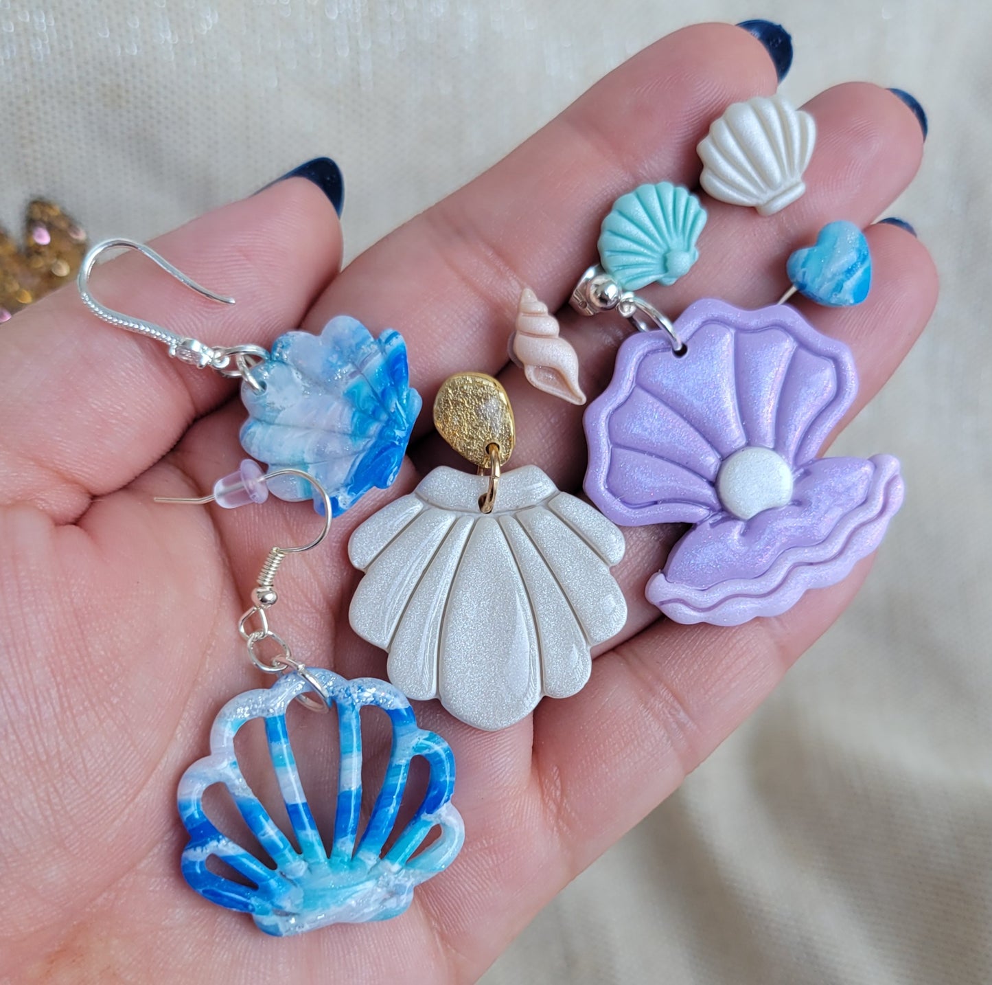 Purple Clamshell Dangles