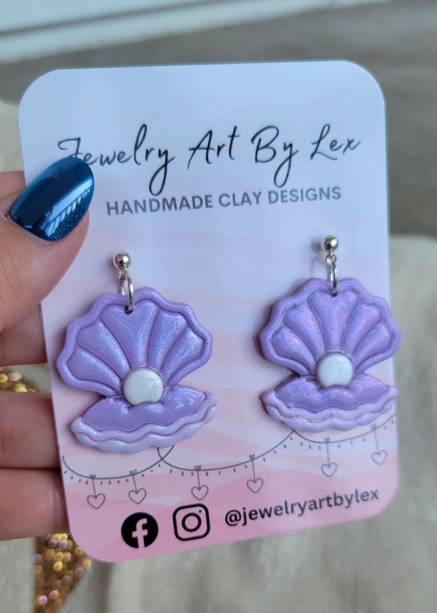 Purple Clamshell Dangles