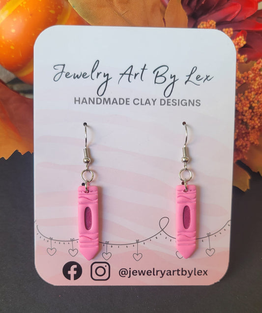 Pink Crayon Dangles