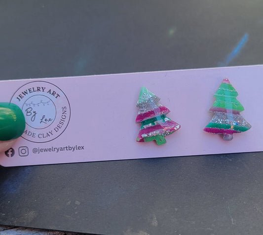 Christmas Agate Tree Studs