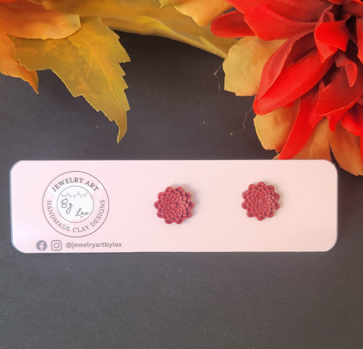 Red Dahlia Studs