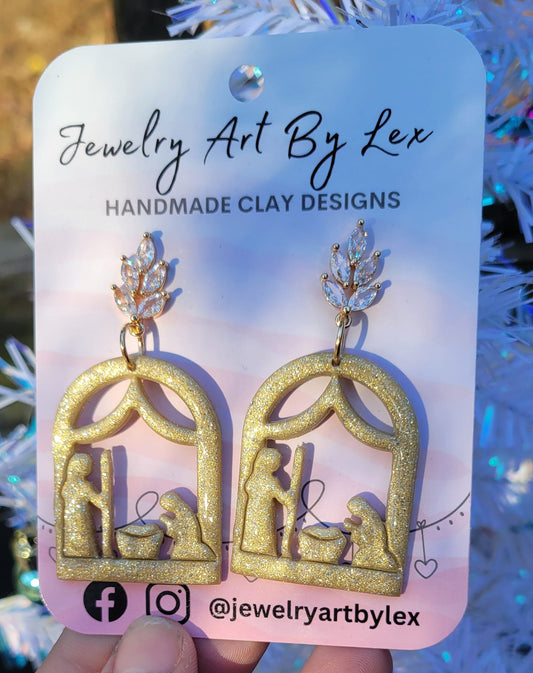 Gold Nativity Dangles
