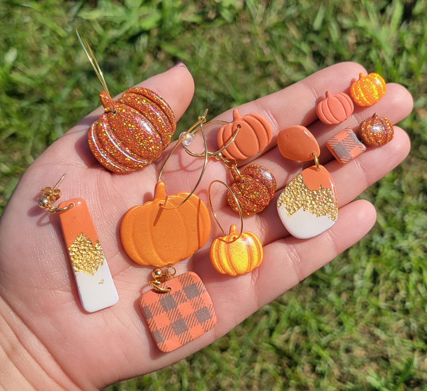 Pumpkin/Cream Hammered Dangles