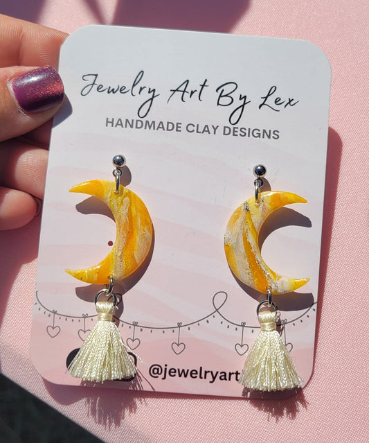 Candy Corn Quartz Vanilla Moon Dangles