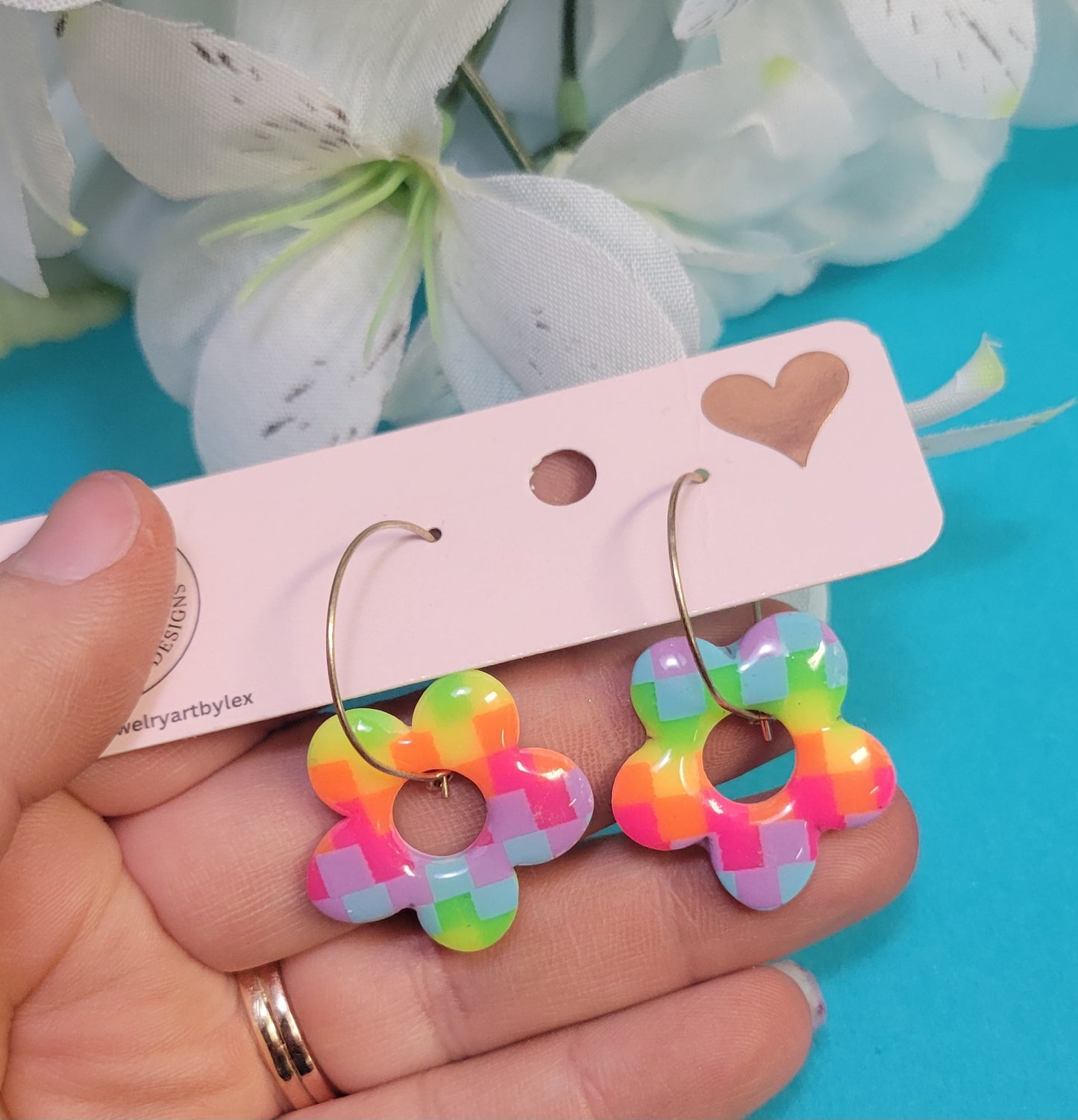 Neon Checkerboard Hoops