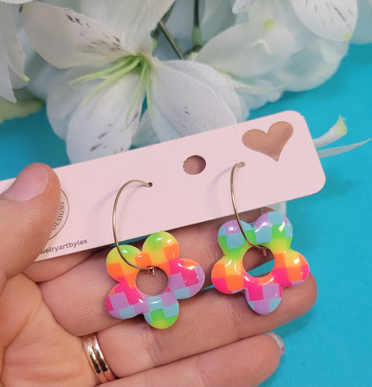 Neon Checkerboard Hoops