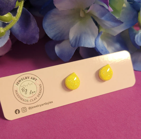 Lemon Glitter Drop Studs