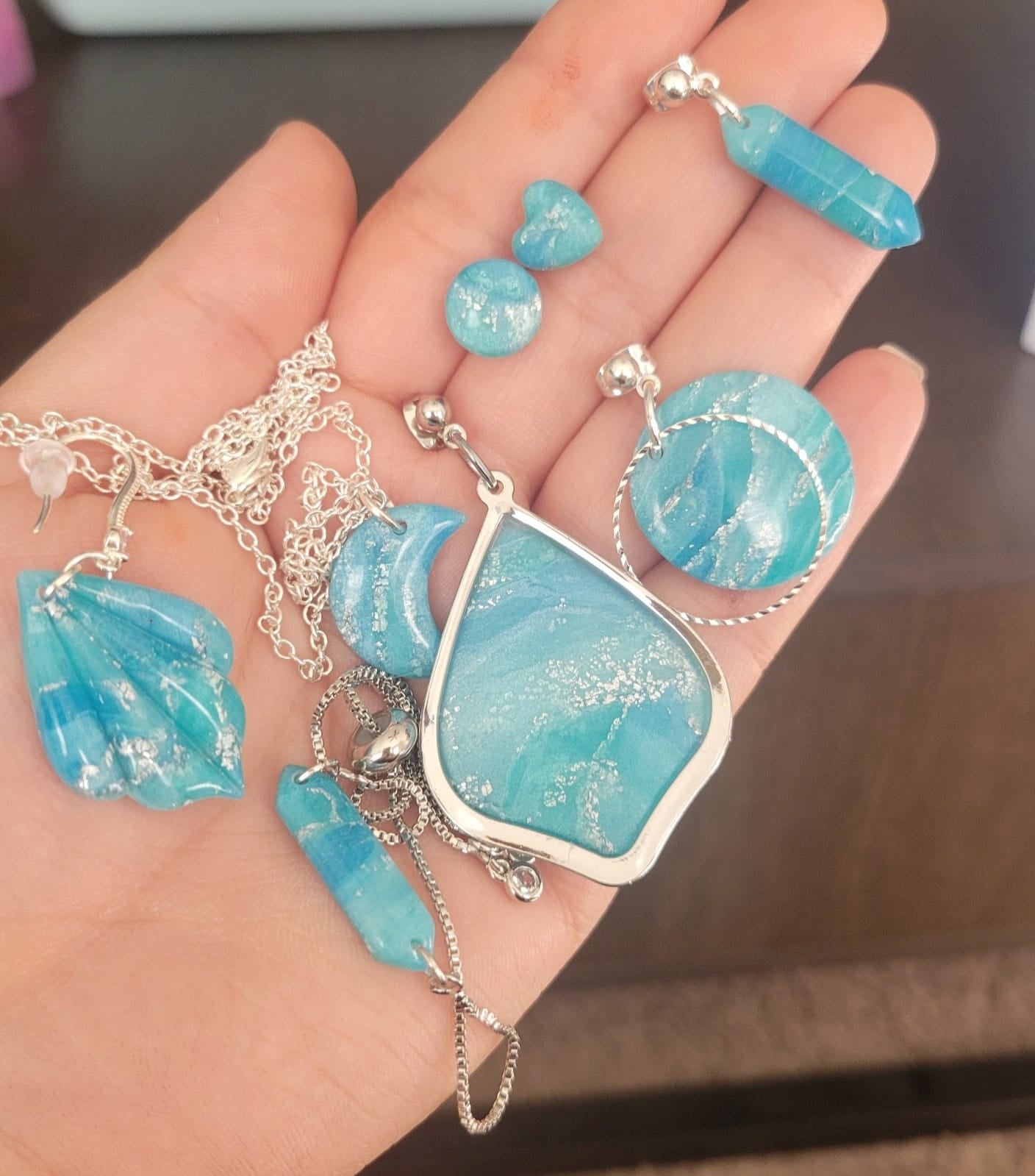 Aquamarine Circle Dangles