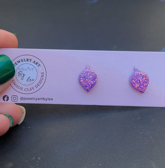 Purple Glitter Ornament Studs