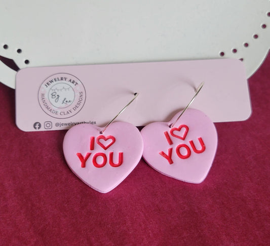 Pink Conversation Heart Hoops