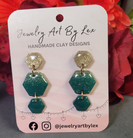 Green Ombré Hex Dangles