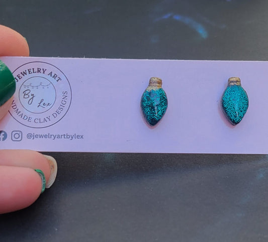 Pine Glitter Bulb Studs
