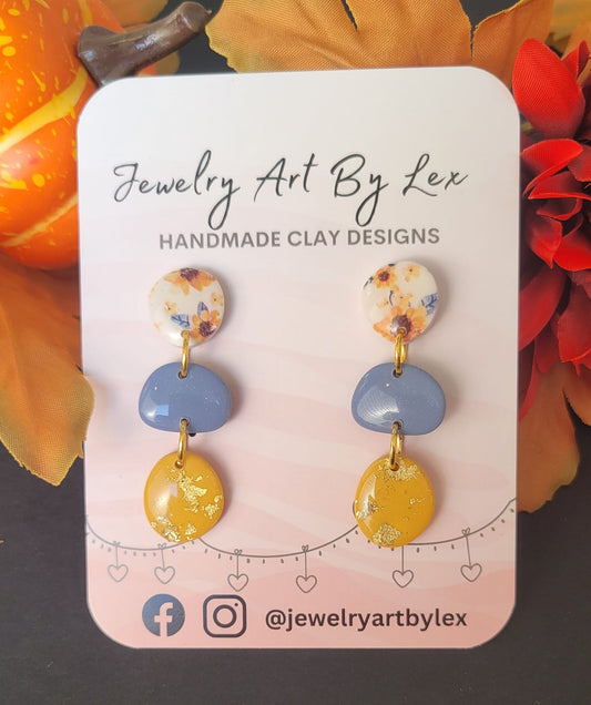 Watercolor Sunflower Pebble Dangles