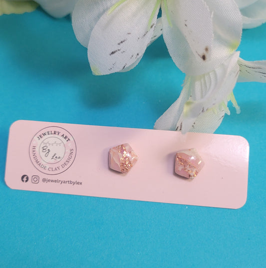 Pink/Rose Gold Marble Studs