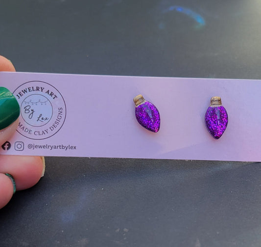 Purple Glitter Bulb Studs