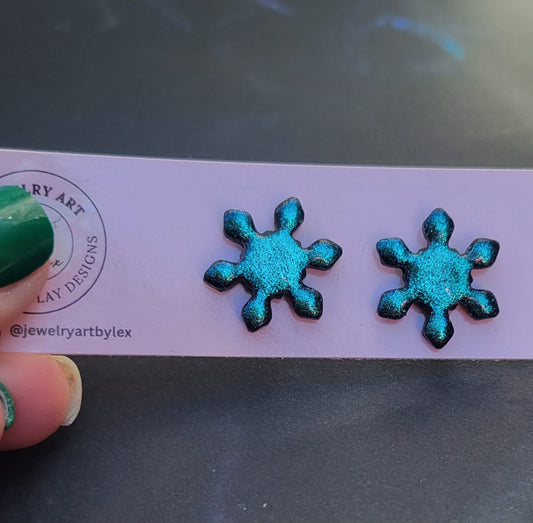 Blue Duo Snowflake Studs