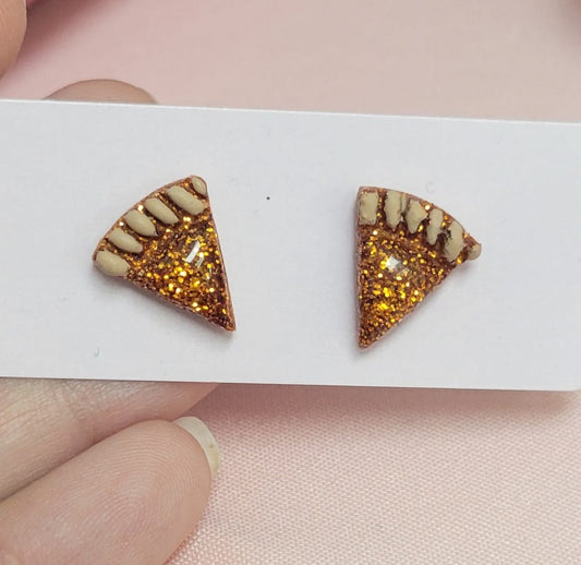 Glitter Pumpkin Pie Slice Studs