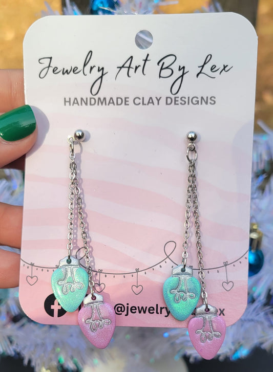 Green/Pink Vintage Bulb String Dangles