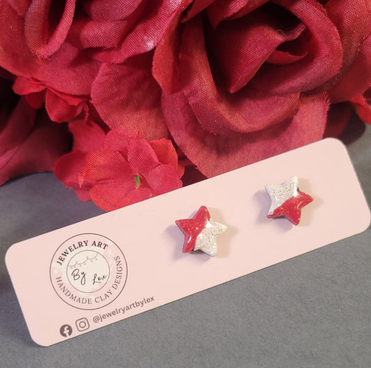 Candy Cane Glitter Star Studs