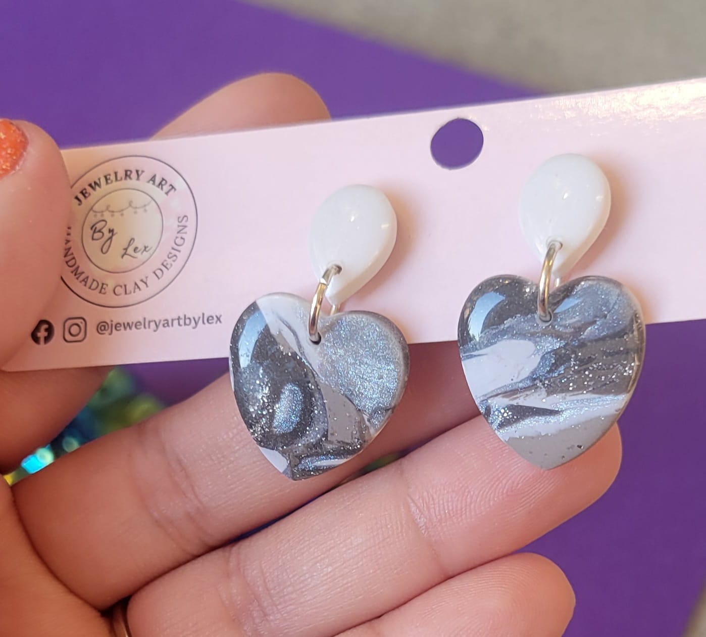 Concrete Swirl Heart Dangles